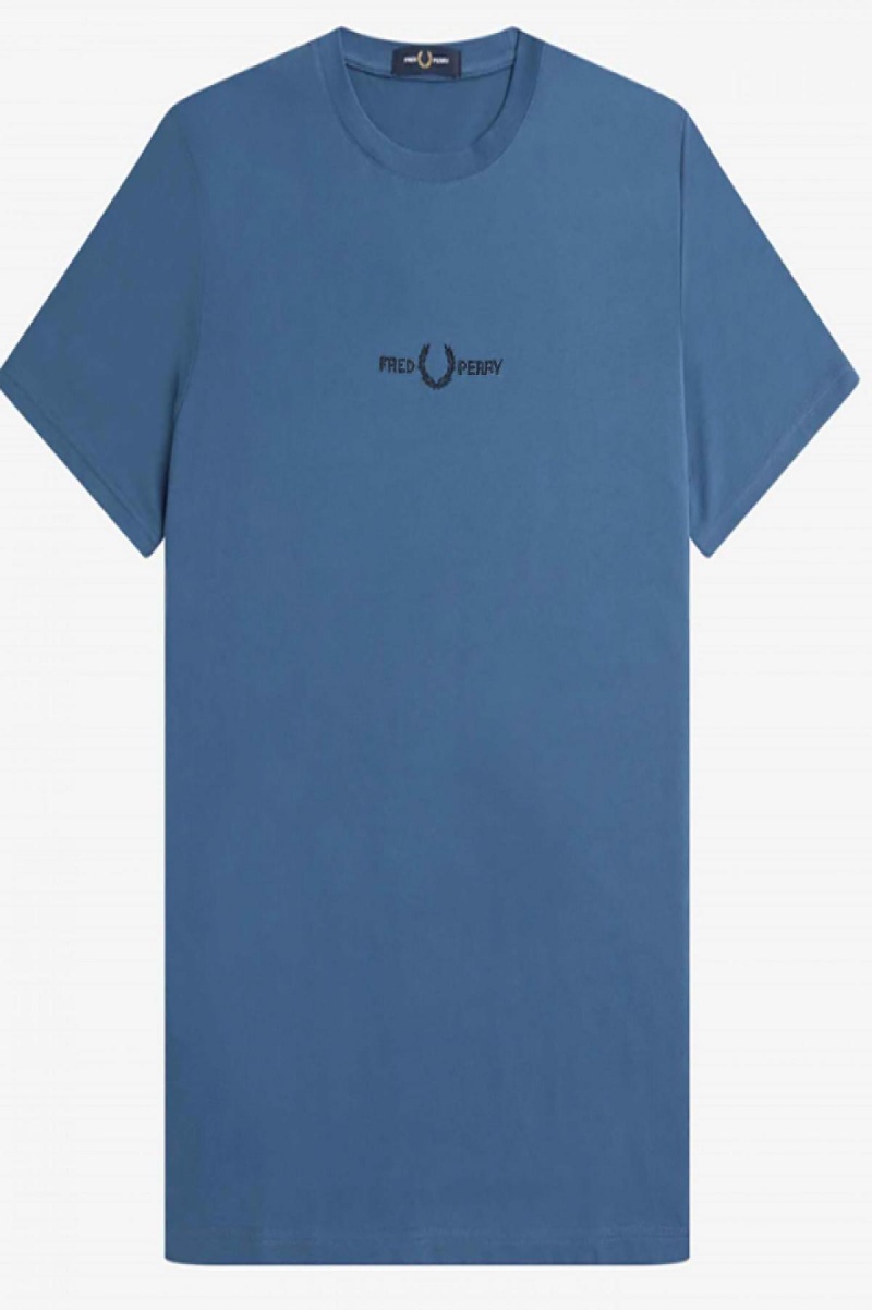 Midnight Blue Fred Perry Embroidered Men's T Shirts | CAEGJ17348