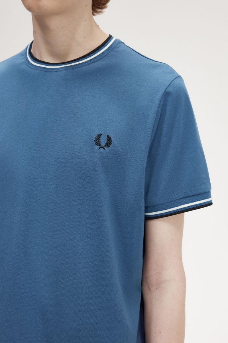 Midnight Blue Fred Perry Twin Tipped Men's T Shirts | CAZPD96030