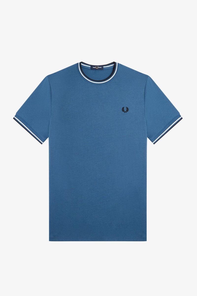 Midnight Blue Fred Perry Twin Tipped Men's T Shirts | CAZPD96030