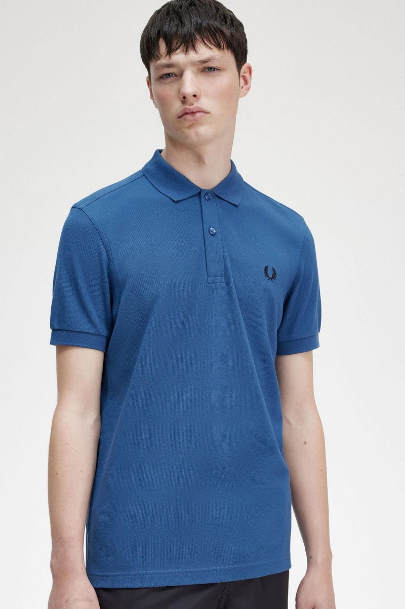 Midnight Blue / Black Fred Perry M6000 Men's Polo Shirts | QCAUV94143