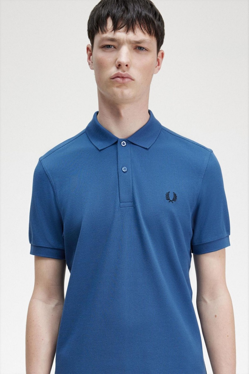 Midnight Blue / Black Fred Perry M6000 Men's Polo Shirts | QCAUV94143