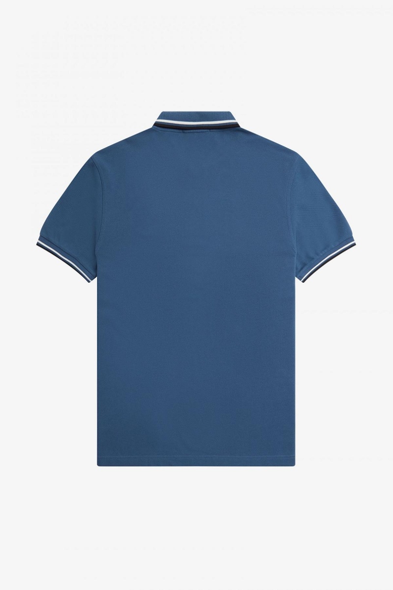 Midnight Blue / Snow White / Black Fred Perry M3600 Men's Fred Perry Shirt | CAZPD96308