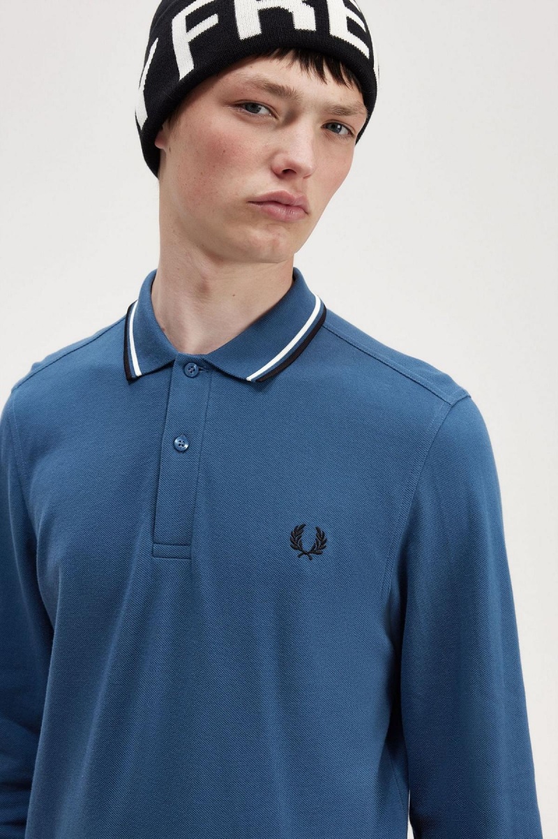 Midnight Blue / Snow White / Black Fred Perry M3636 Men's Polo Shirts | LCASX61577