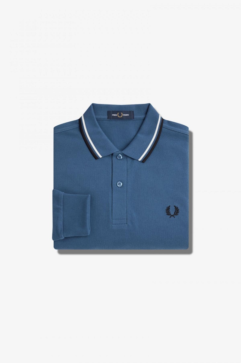 Midnight Blue / Snow White / Black Fred Perry M3636 Men's Polo Shirts | LCASX61577