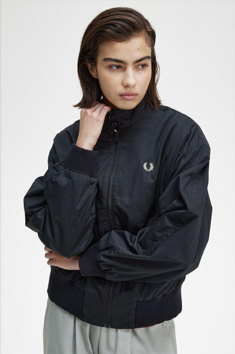 Navy Fred Perry Batwing Zip-Through Women's Coats | ACADF36578