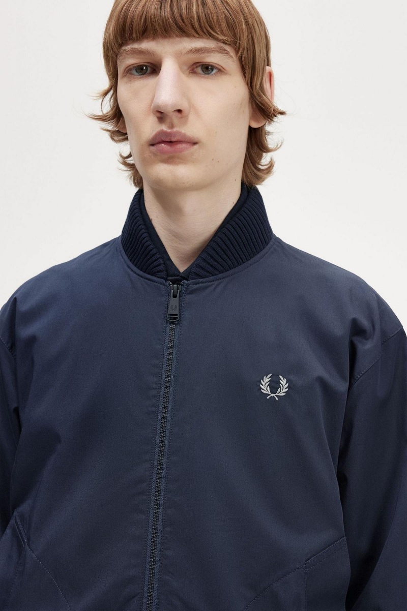 Navy Fred Perry Bomber Men's Coats | CACVG25018