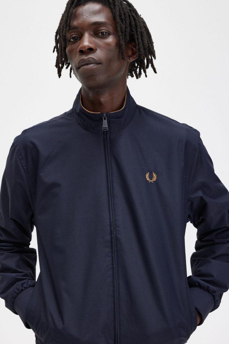 Navy Fred Perry Brentham Men's Coats | UCATG76950