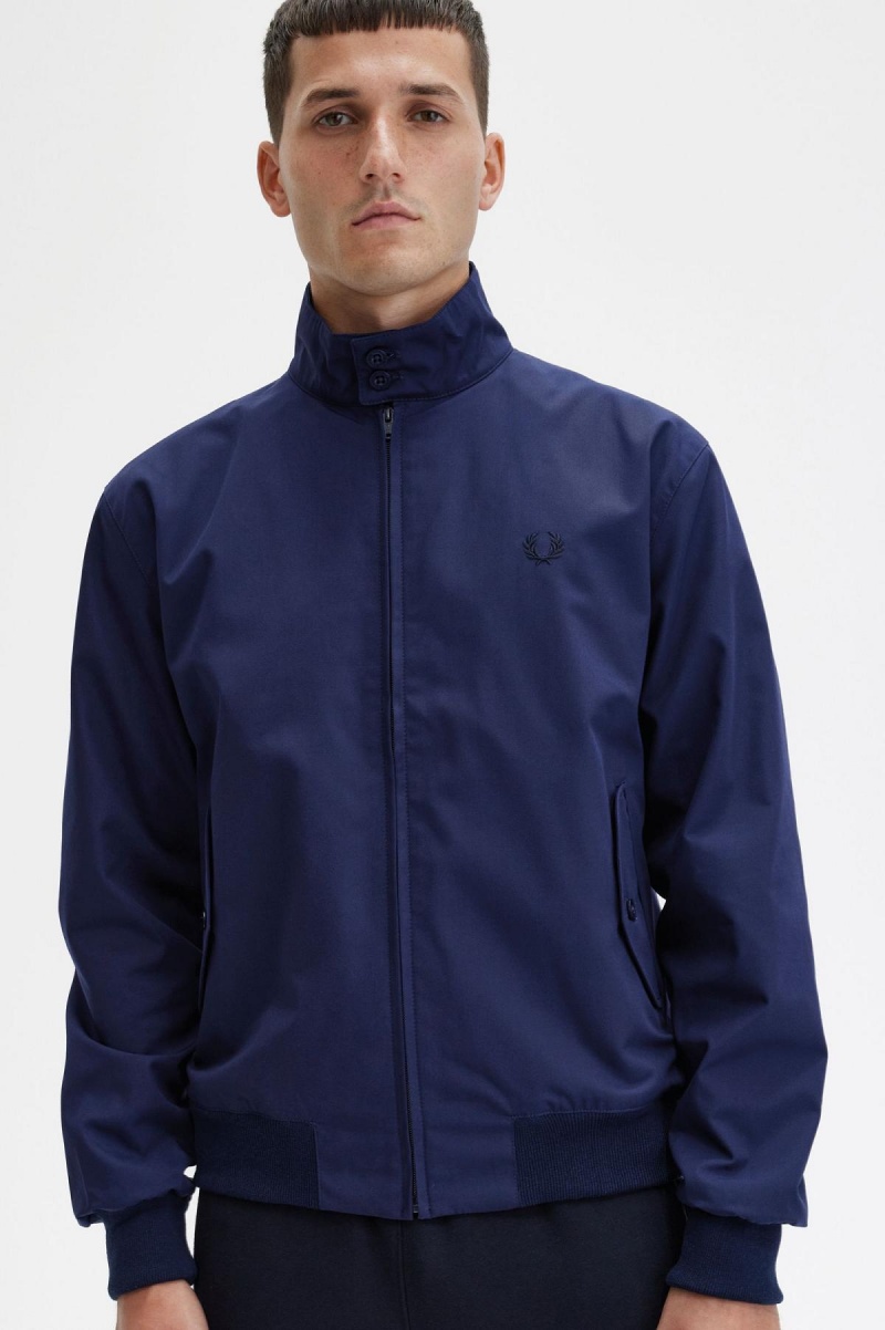 Navy Fred Perry Harrington Men's Coats | PCAER18025