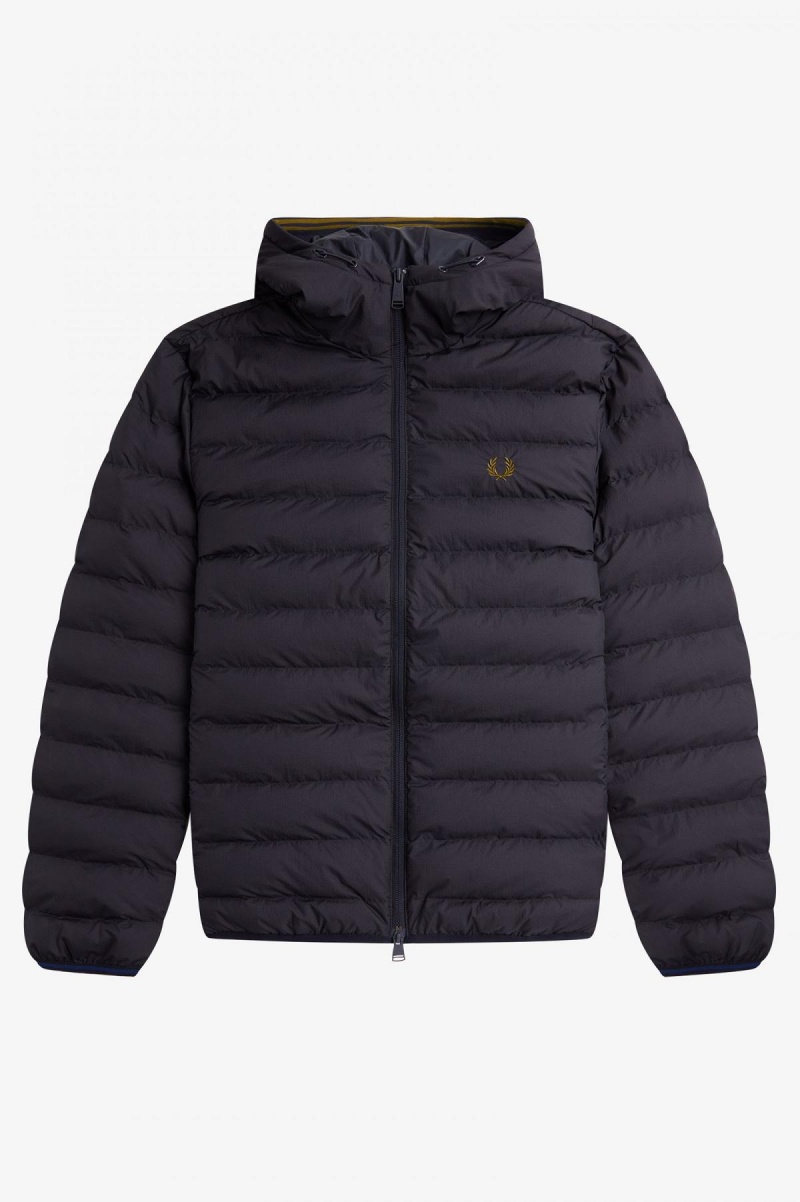 Navy Fred Perry Hooded Insulated Men\'s Coats | BCASD89518