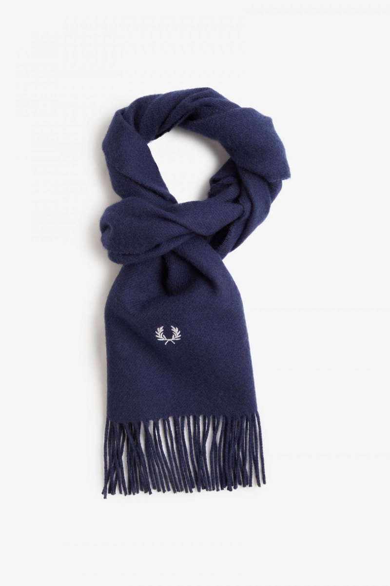 Navy Fred Perry Lambswool Accessories Scarf | QCAWA29321