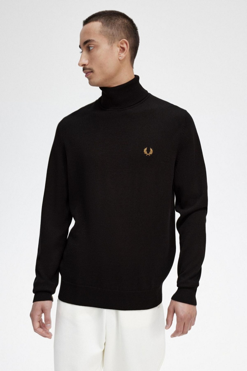 Navy Fred Perry Roll Neck Jumper Men's Knitwear | ACADF16110