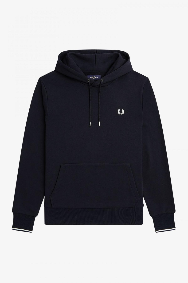 Navy Fred Perry Tipped Hooded Men's Sweatshirts | CACVG99364