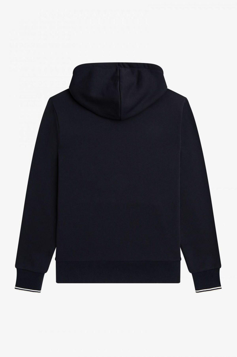 Navy Fred Perry Tipped Hooded Men's Sweatshirts | CACVG99364