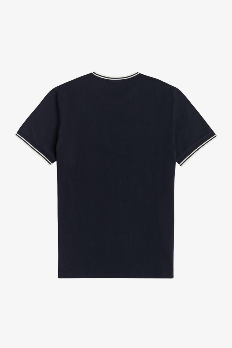 Navy Fred Perry Twin Tipped Men's T Shirts | ACADF50481