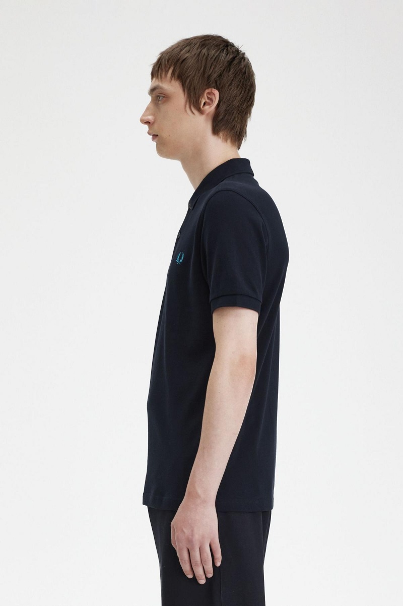 Navy / Cyber Blue Fred Perry M6000 Men's Fred Perry Shirt | LCASX12222