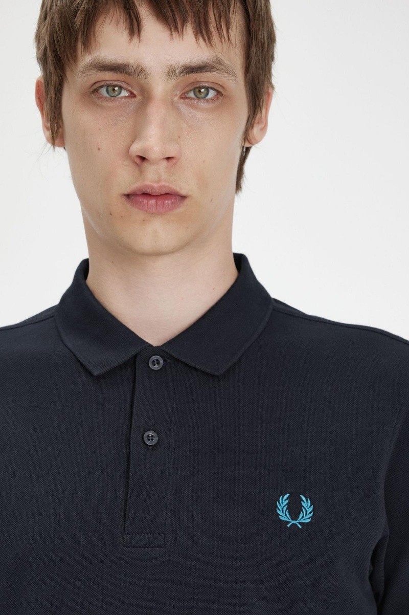 Navy / Cyber Blue Fred Perry M6000 Men's Polo Shirts | CAJBT93117