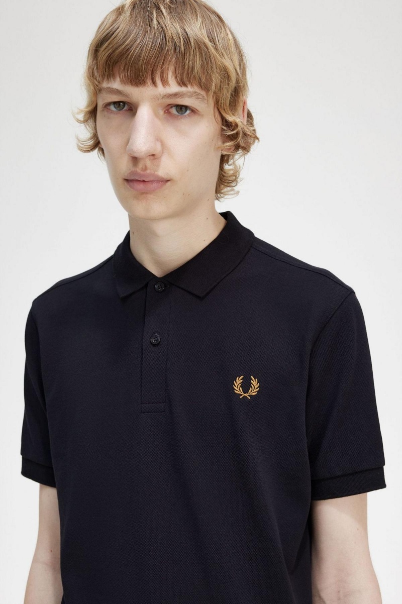 Navy / Dark Caramel Fred Perry M6000 Men's Polo Shirts | ECAHC69498