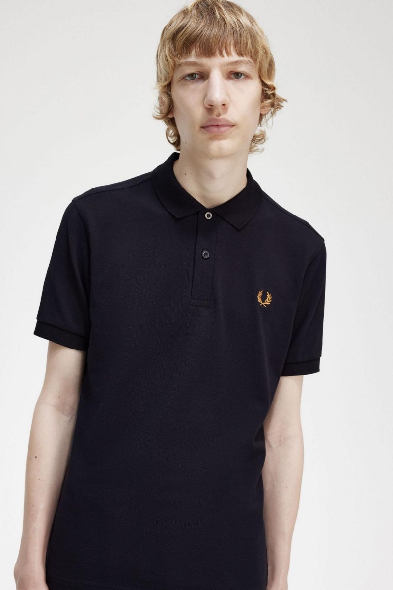 Navy / Dark Caramel Fred Perry M6000 Men's Polo Shirts | ECAHC69498