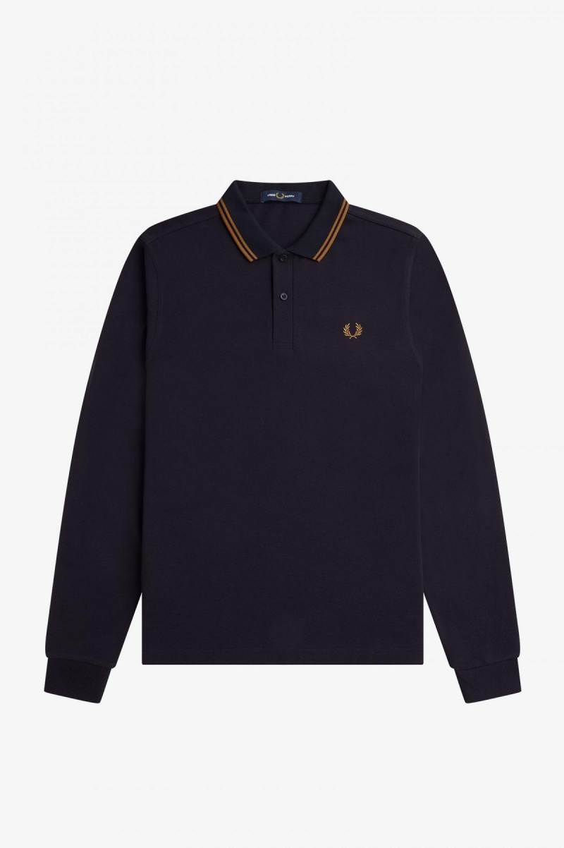 Navy / Dark Caramel / Dark Caramel Fred Perry M3636 Men's Fred Perry Shirt | SCANY54103