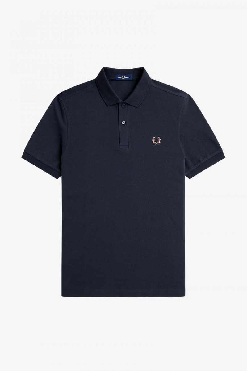 Navy / Dark Pink Fred Perry M6000 Men's Fred Perry Shirt | CAQCS29091