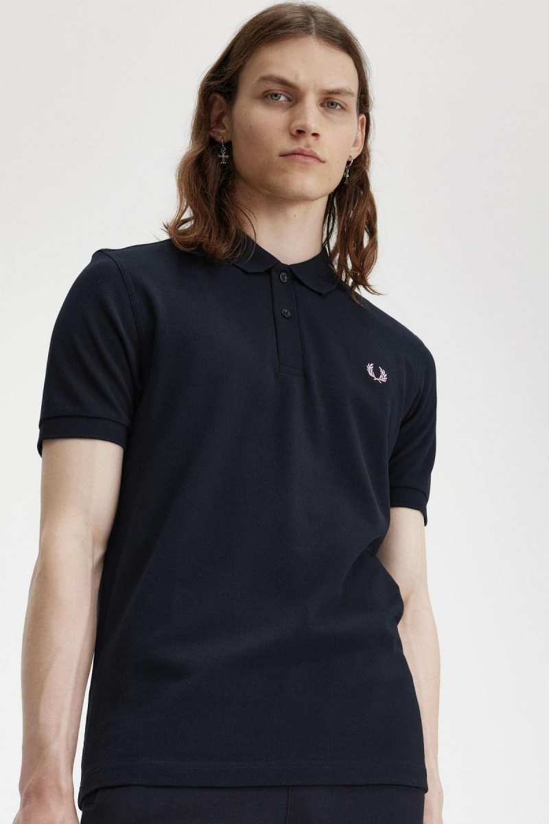 Navy / Dark Pink Fred Perry M6000 Men's Polo Shirts | SCANY79680