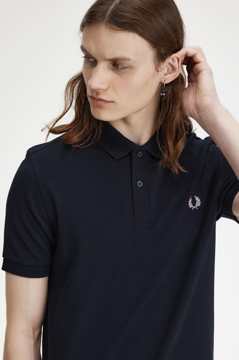 Navy / Dark Pink Fred Perry M6000 Men's Polo Shirts | SCANY79680