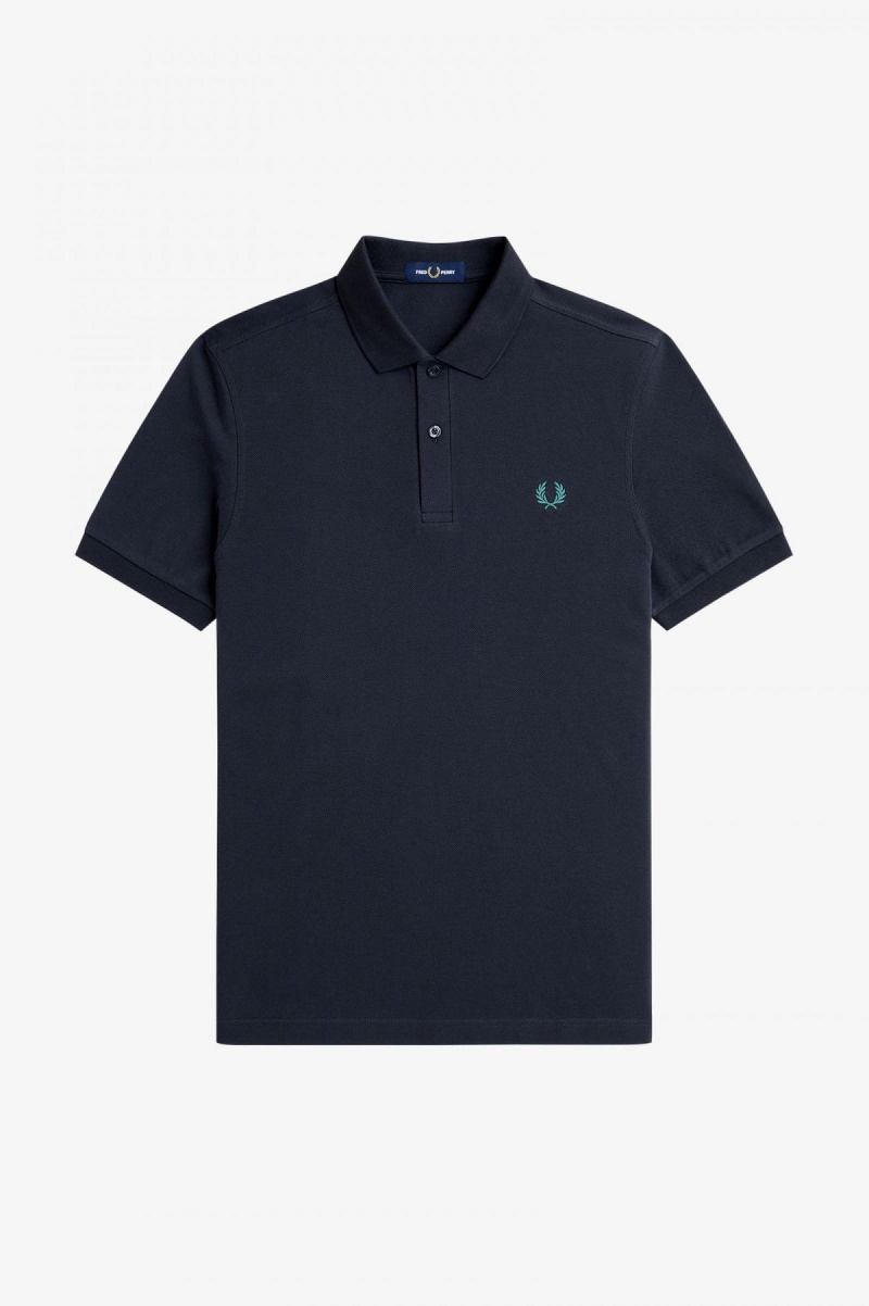 Navy / Deep Mint Fred Perry M6000 Men's Fred Perry Shirt | CACIF29026