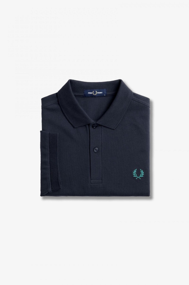 Navy / Deep Mint Fred Perry M6000 Men\'s Fred Perry Shirt | CACIF29026