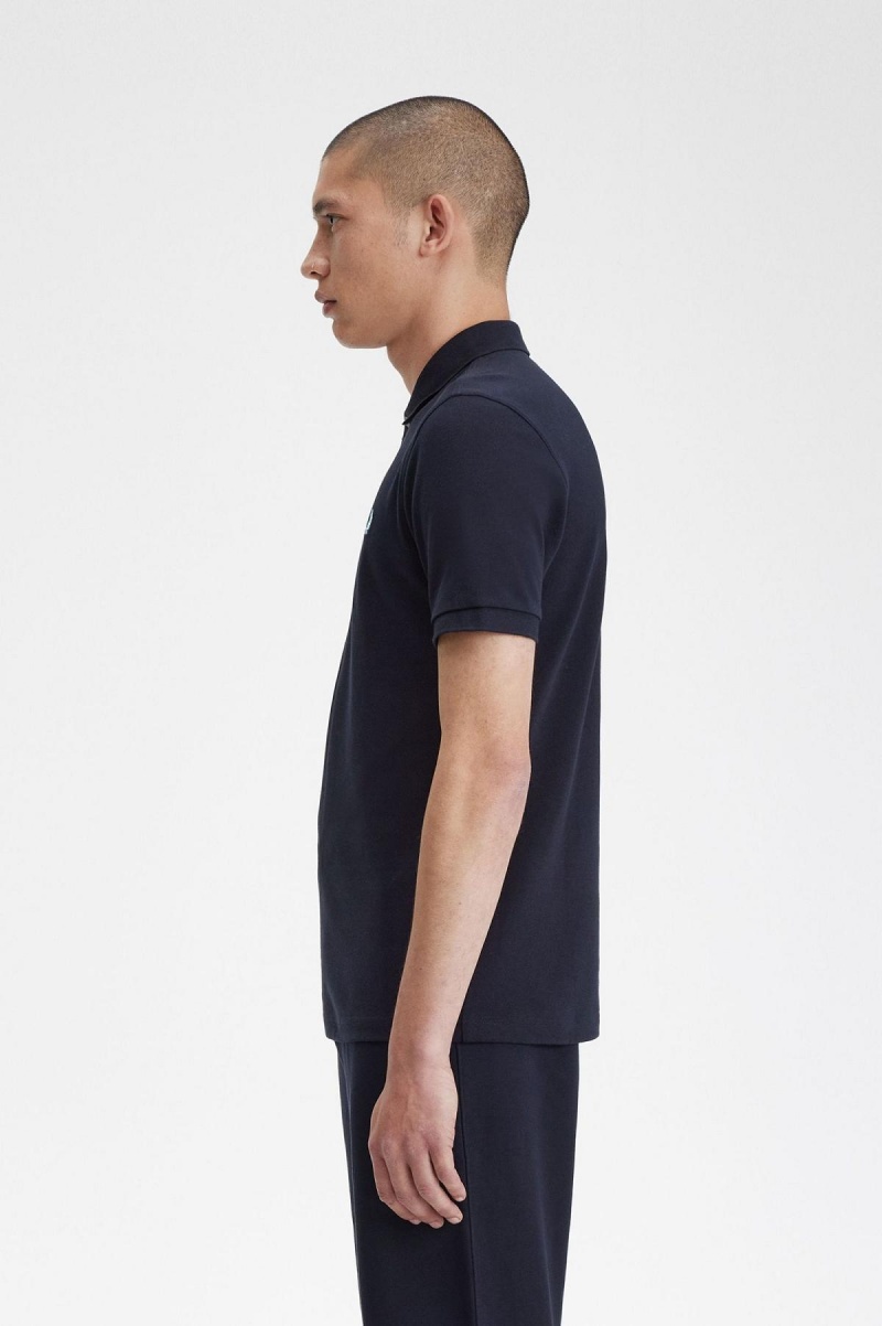 Navy / Ice Fred Perry M3 Men's Polo Shirts | FCAHY69284