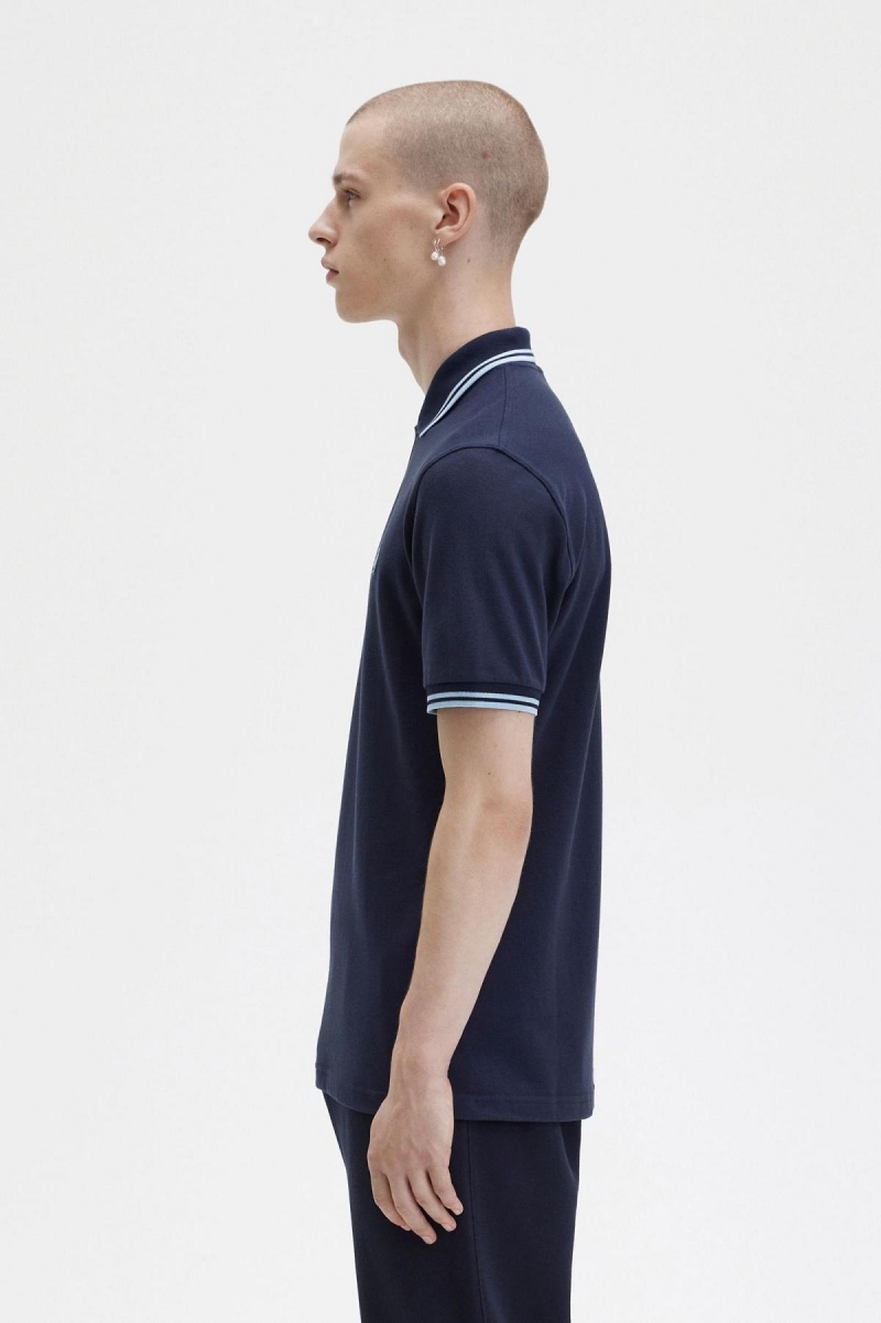 Navy / Ice / Ice Fred Perry M12 Men's Fred Perry Shirt | ACADF95400