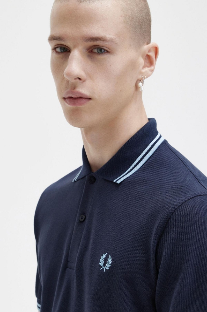 Navy / Ice / Ice Fred Perry M12 Men's Polo Shirts | LCASX25102