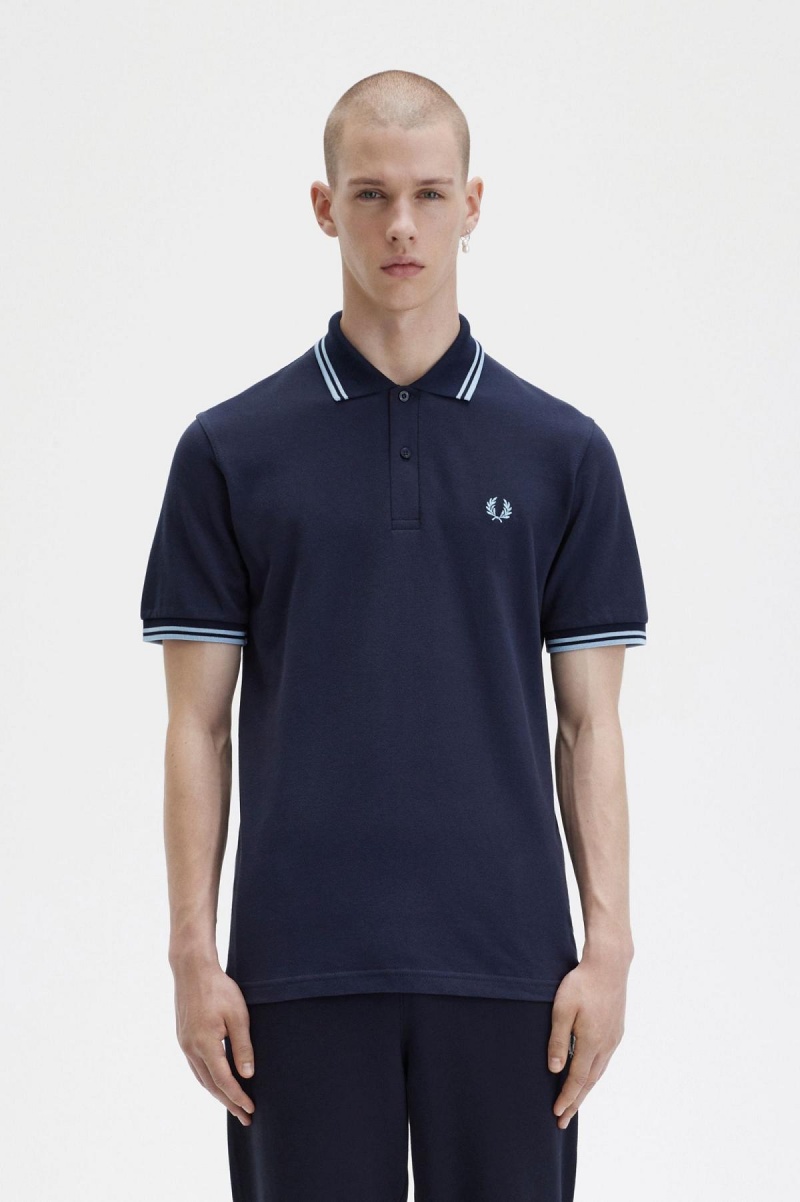 Navy / Ice / Ice Fred Perry M12 Men\'s Polo Shirts | LCASX25102