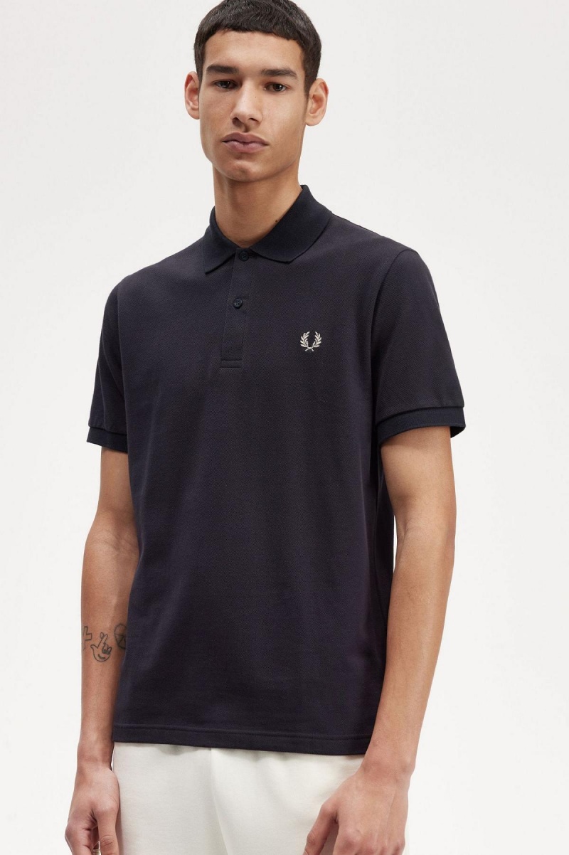 Navy / Light Oyster Fred Perry M3 Men's Polo Shirts | CAZDE56083