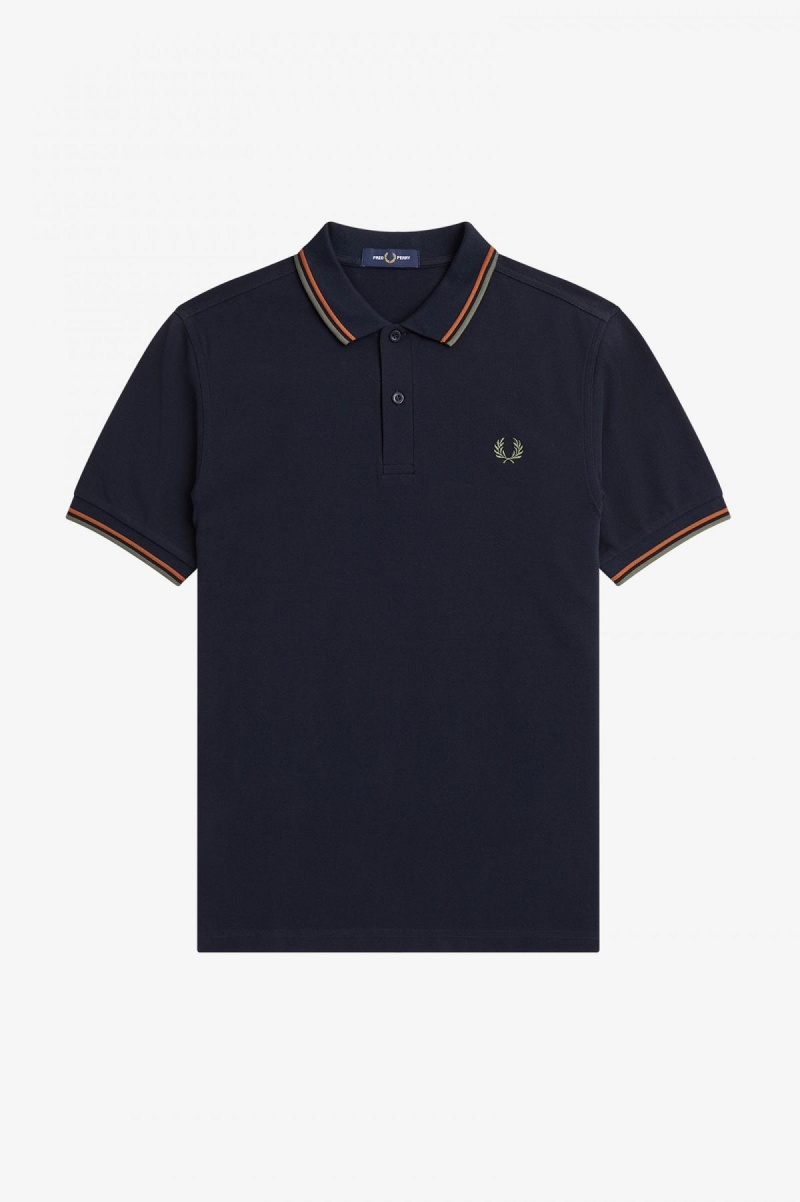 Navy / Nut Flake / Field Green Fred Perry M3600 Men's Fred Perry Shirt | CAXMI82874