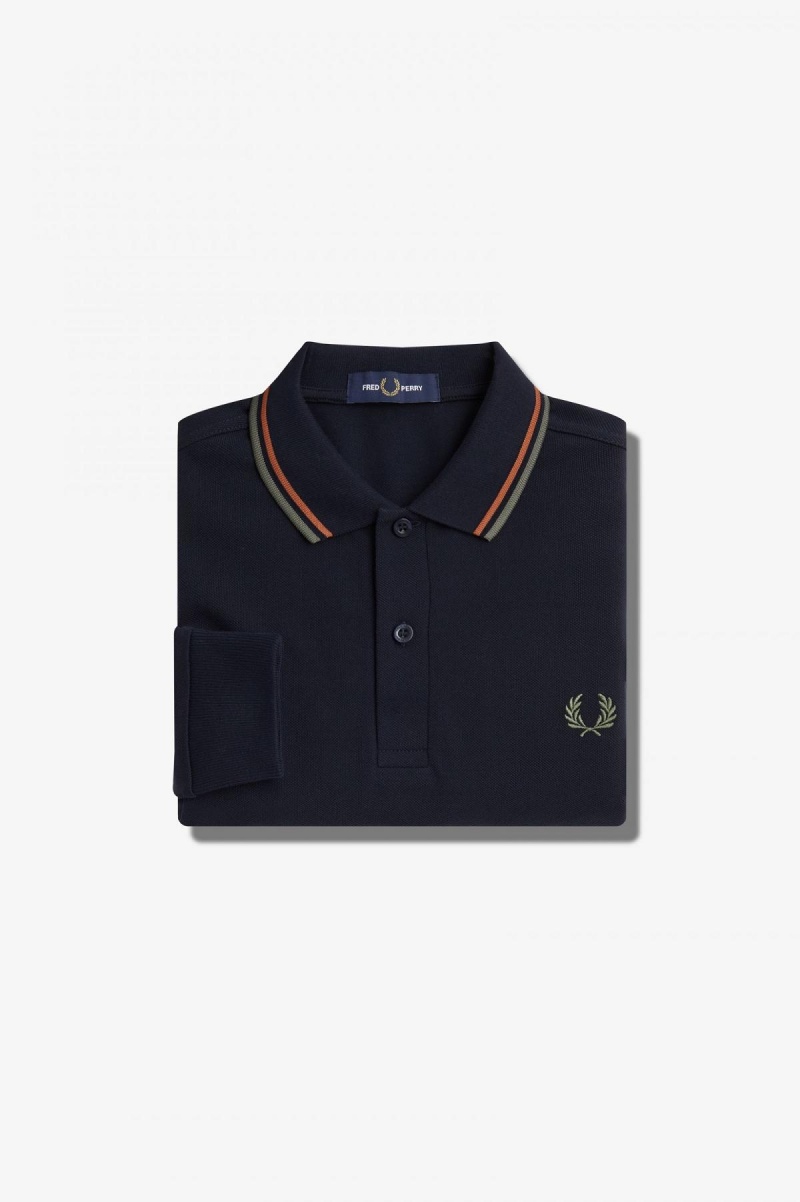 Navy / Nut Flake / Field Green Fred Perry M3636 Men's Polo Shirts | LCATR24348