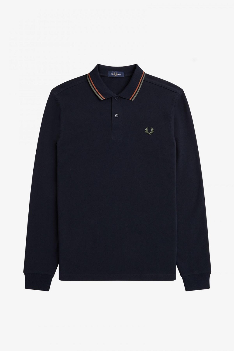 Navy / Nut Flake / Field Green Fred Perry M3636 Men's Fred Perry Shirt | TCAPQ50127