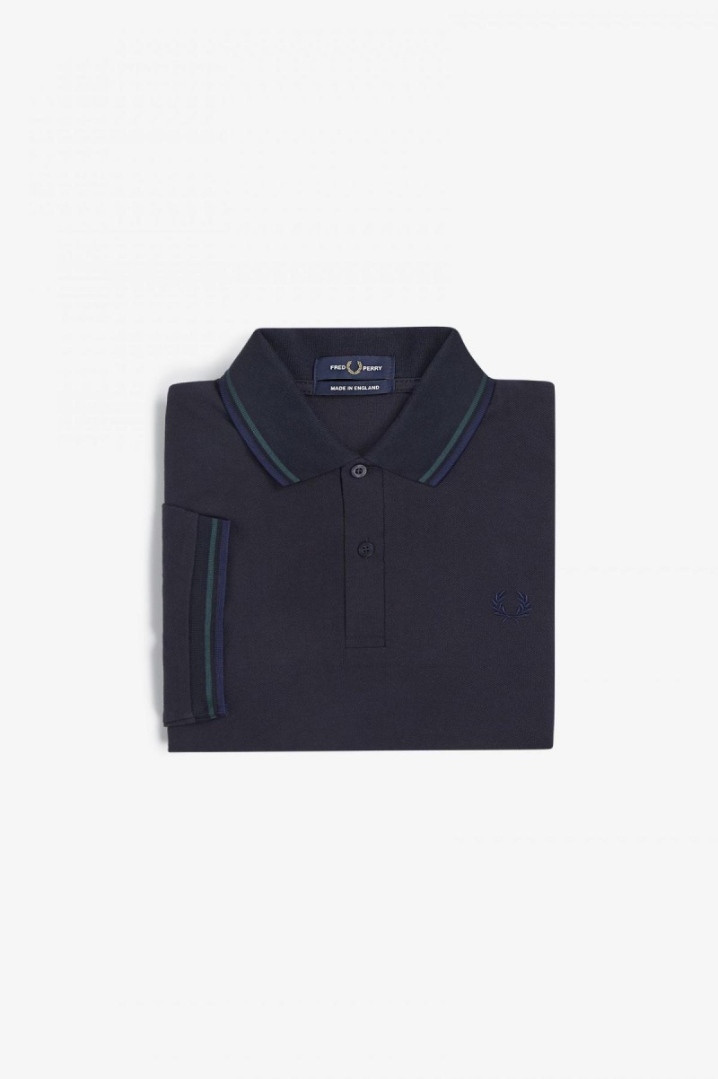 Navy / Petrol Blue / French Navy Fred Perry M12 Men's Polo Shirts | CANEJ82917