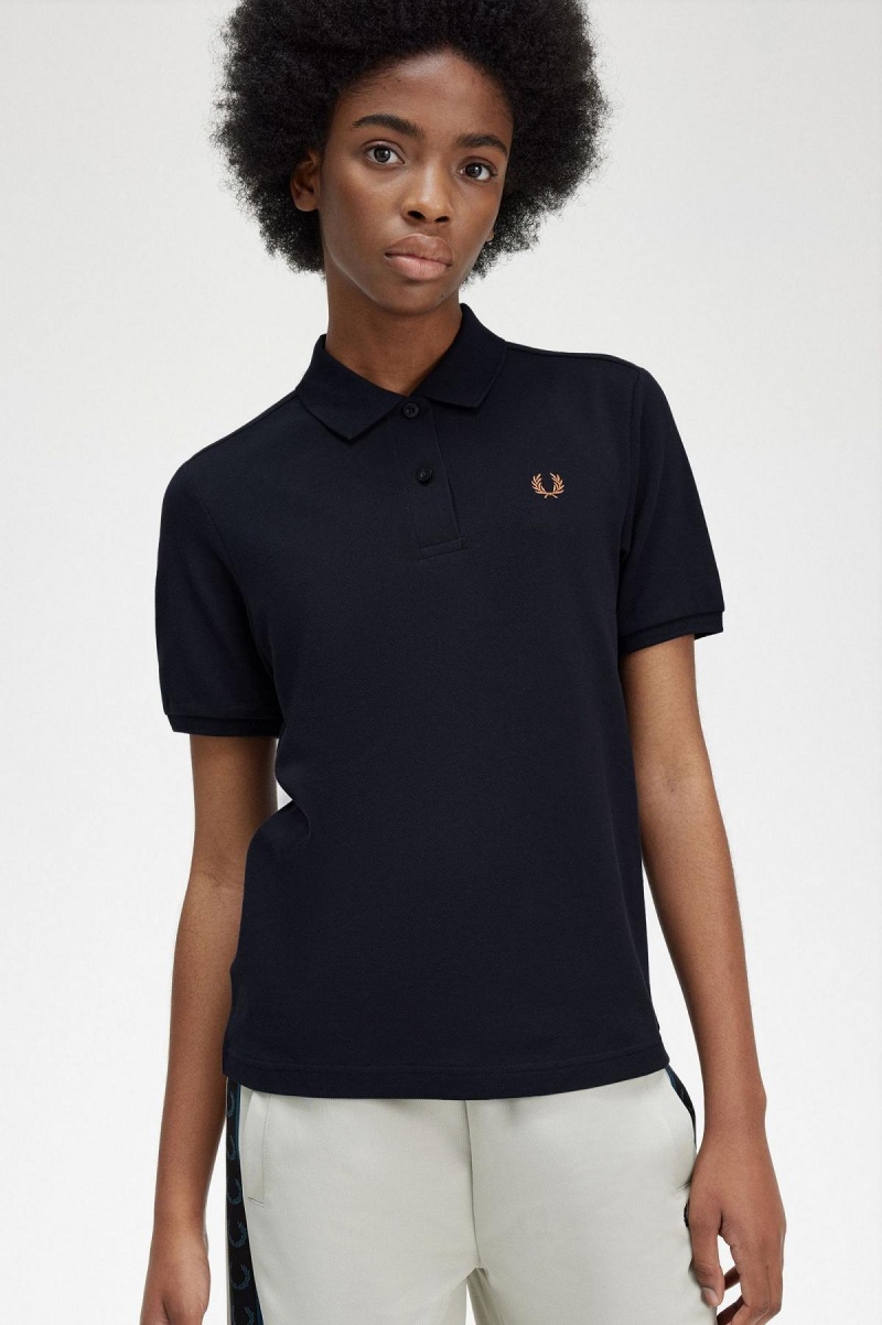 Navy / Shaded Stone Fred Perry G6000 Women's T Shirts | CADFL71662