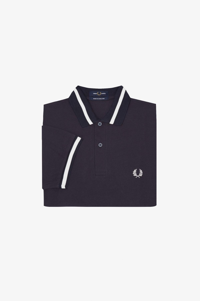 Navy / Snow White Fred Perry M2 Men's Polo Shirts | LCASX77496