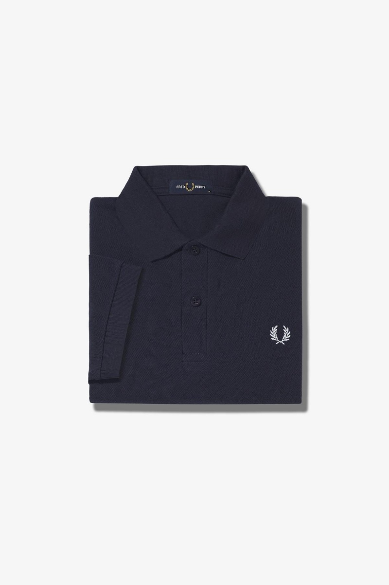 Navy / Snow White Fred Perry M6000 Men\'s Fred Perry Shirt | ZCAMJ48070