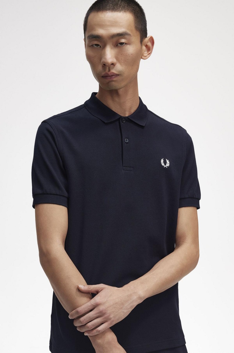 Navy / Snow White Fred Perry M6000 Men's Polo Shirts | ACADF67815