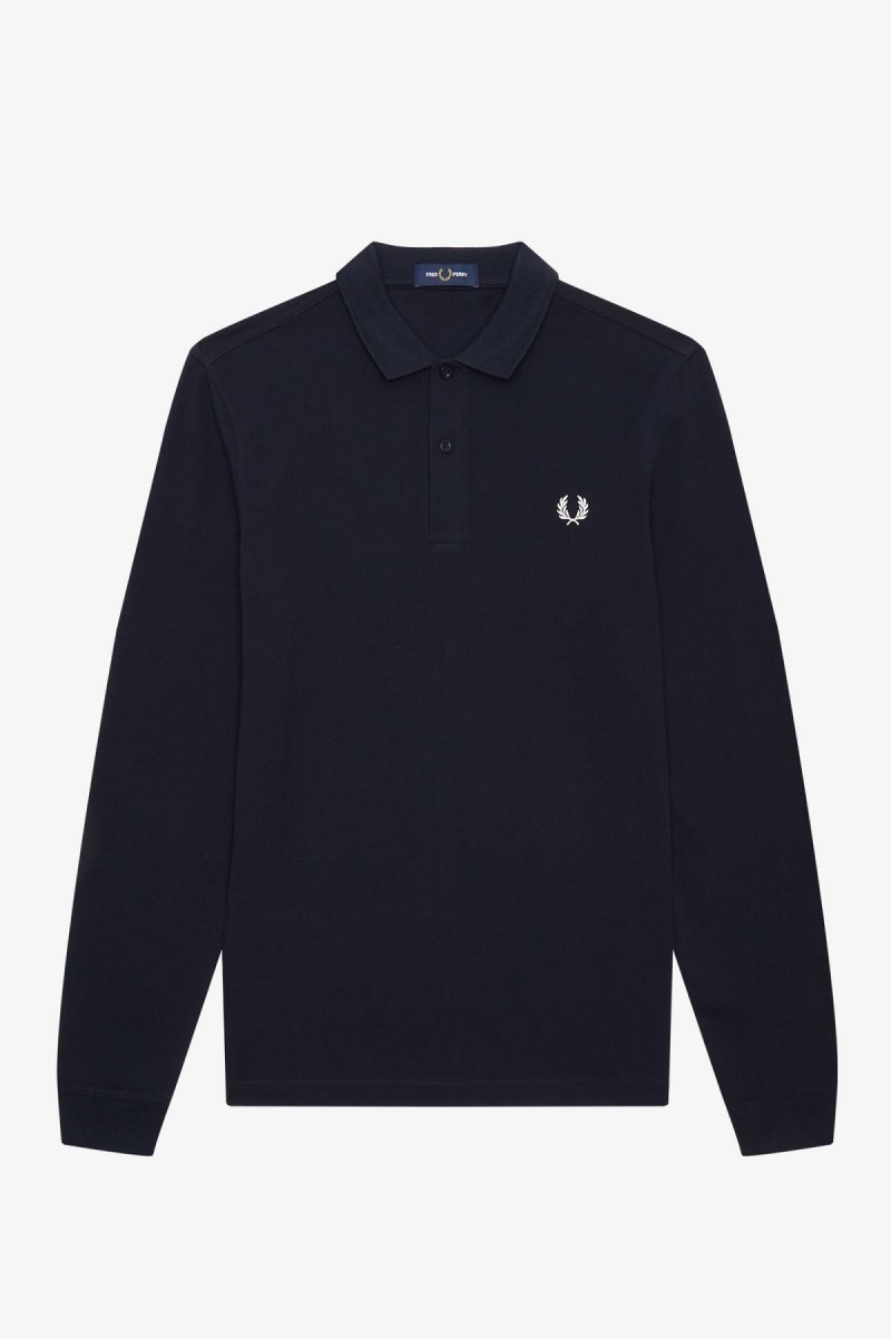 Navy / White Fred Perry M6006 Men's Fred Perry Shirt | YCAVQ89999