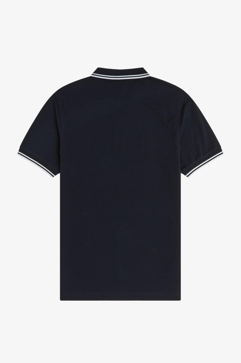 Navy / White / White Fred Perry M3600 Men's Fred Perry Shirt | DCAKV80557