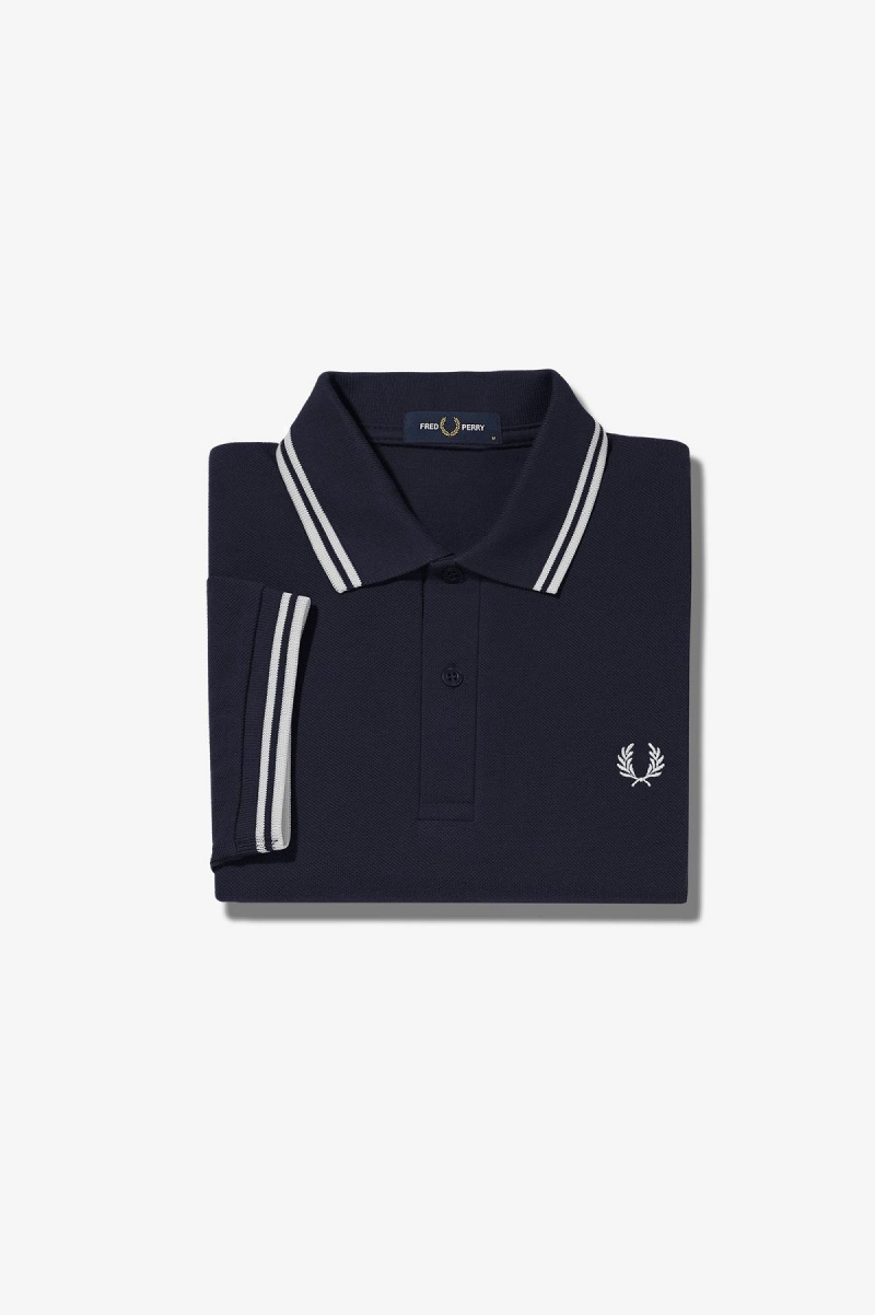 Navy / White / White Fred Perry M3600 Men\'s Fred Perry Shirt | DCAKV80557