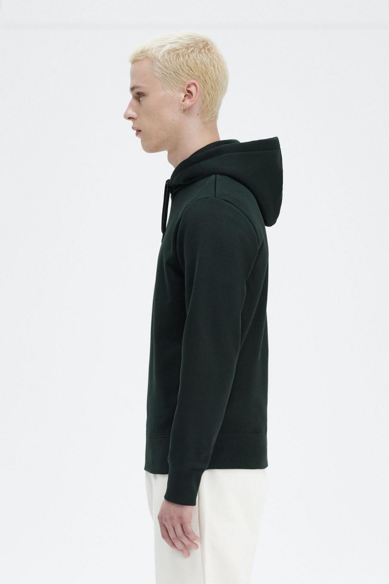 Night Green Fred Perry Embroidered Hooded Men's Sweatshirts | CACIF79317