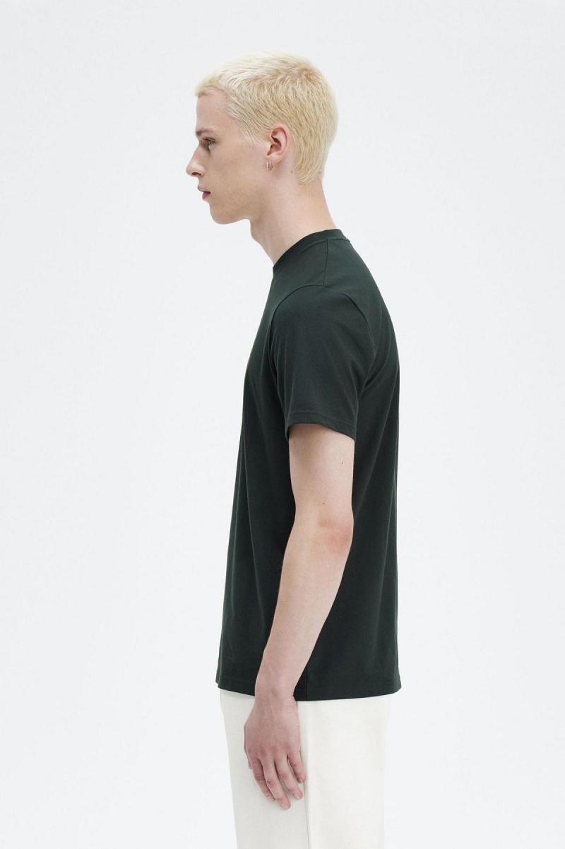 Night Green Fred Perry Embroidered Men's T Shirts | QCAWA99101