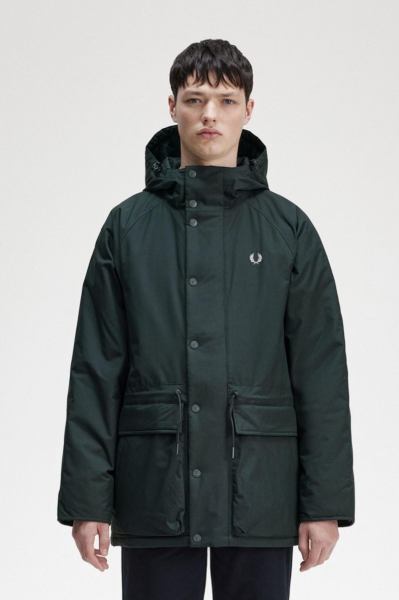 Night Green Fred Perry Padded Zip Through Men\'s Coats | QCAWA54166