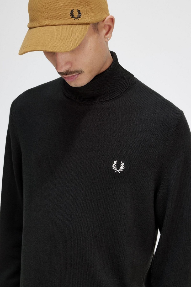 Night Green Fred Perry Roll Neck Jumper Men's Knitwear | CAQCS11886