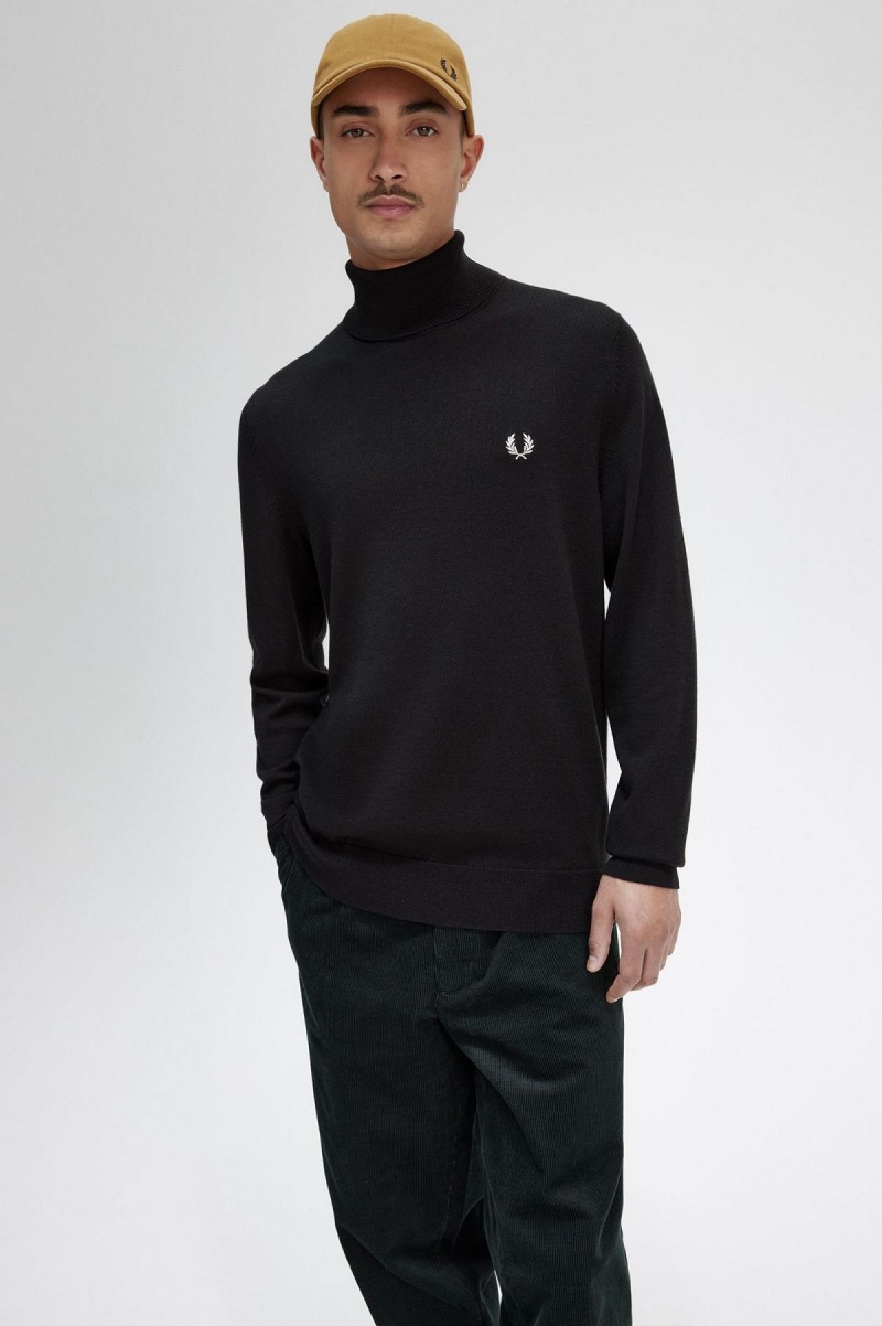 Night Green Fred Perry Roll Neck Jumper Men's Knitwear | CAQCS11886