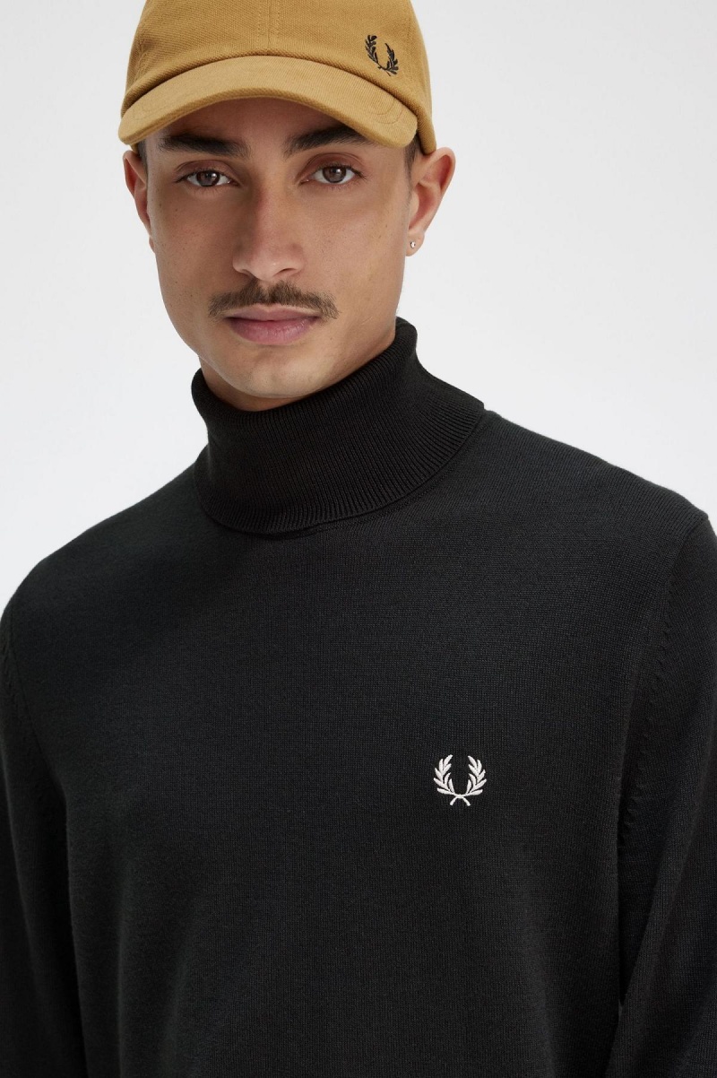 Night Green Fred Perry Roll Neck Jumper Men's Knitwear | CAQCS11886